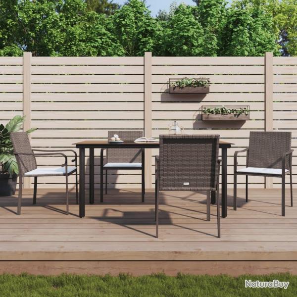 Ensemble � manger de jardin 5 pcs coussins r�sine tress�e acier