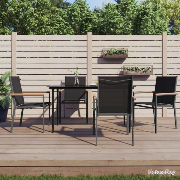 Ensemble � manger de jardin 5 pcs noir textil�ne et acier