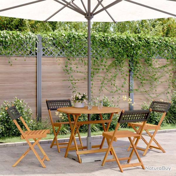 Ensemble � manger de jardin 5 pcs r�sine tress�e et bois massif