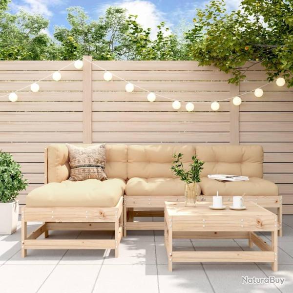 Salon de jardin 5 pcs bois massif de pin