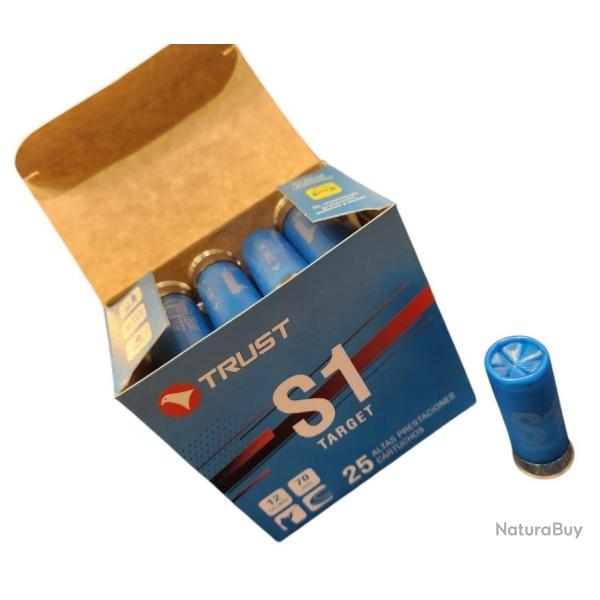 CARTON DE 250 CARTOUCHES DE SPORT TRUST TRAP S1 28G BOURRE JUPE CAL.12/70 PLOMB 7.5