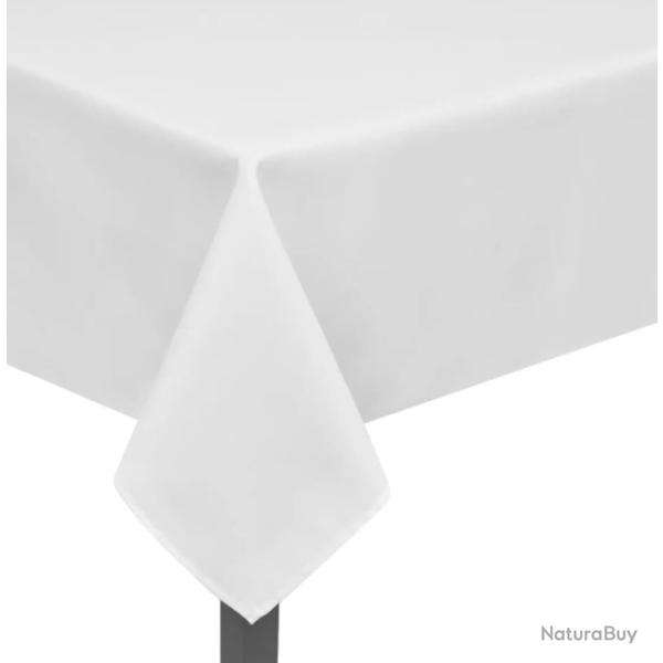 Lot de 5 nappes blanches 130x130 cm en polyester - �t�, jardin, camping, protection de table
