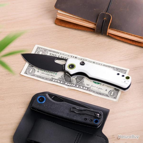 Couteau Vosteed Porcupine White Top Liner Lock Lame Acier 14C28N Manche G10 KIVT VOSA2606