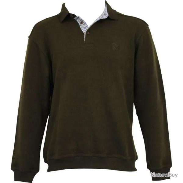 Sweat Lovergreen Col Boutonne Bronze