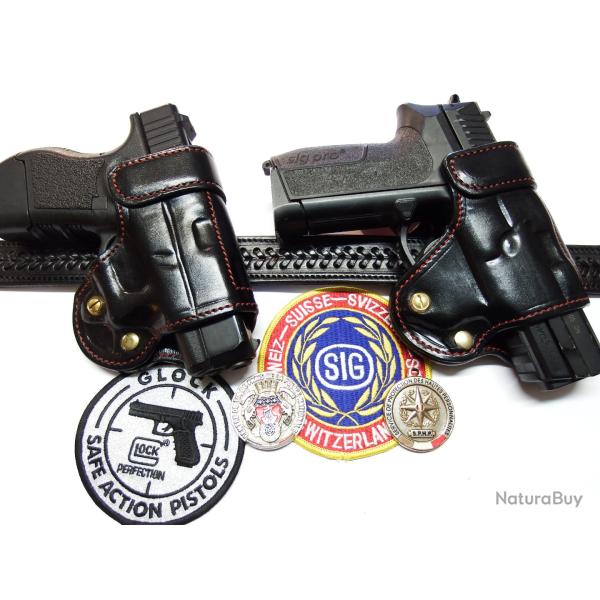 ETUI CUIR type COMBAT le P.A.C.0 pour GLOCK, SIG ......fabrication entreprise artisanale fran�aise