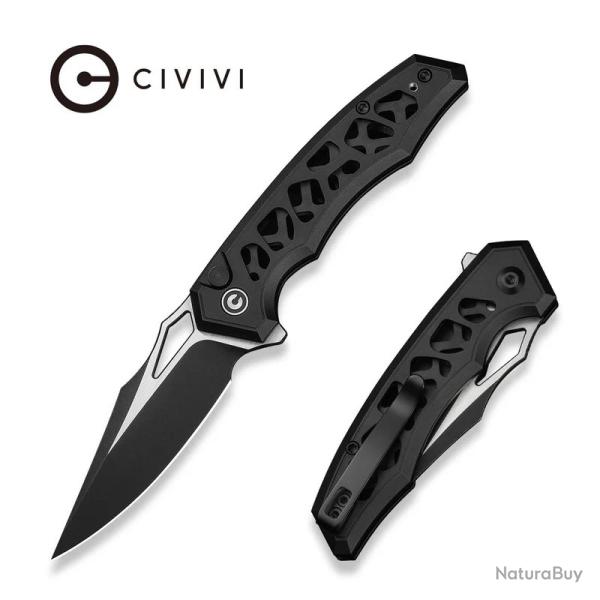 Couteau Pliant Civivi Anaaki Black Button Lock Lame Acier Nitro-V Manche Aluminium KIVT CIVC240391