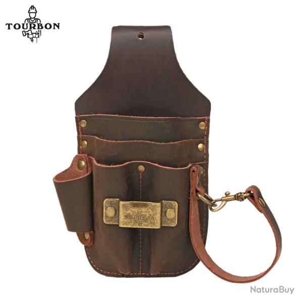 Tourbon-Outil en cuir pour ceinture d'�lectricien marron LIVRAISON GRATUITE