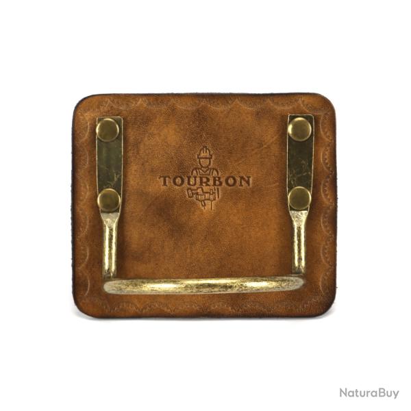 Tourbon-Porte-outil robuste en cuir vritable avec boucle en acier -**MARRON