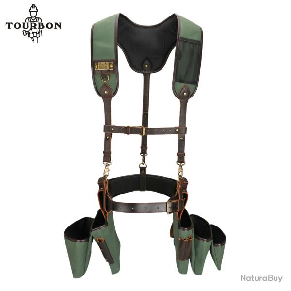 Tourbon Sac de ceinture � outils en toile et cuir avec bretelles rembourr�es r�glables