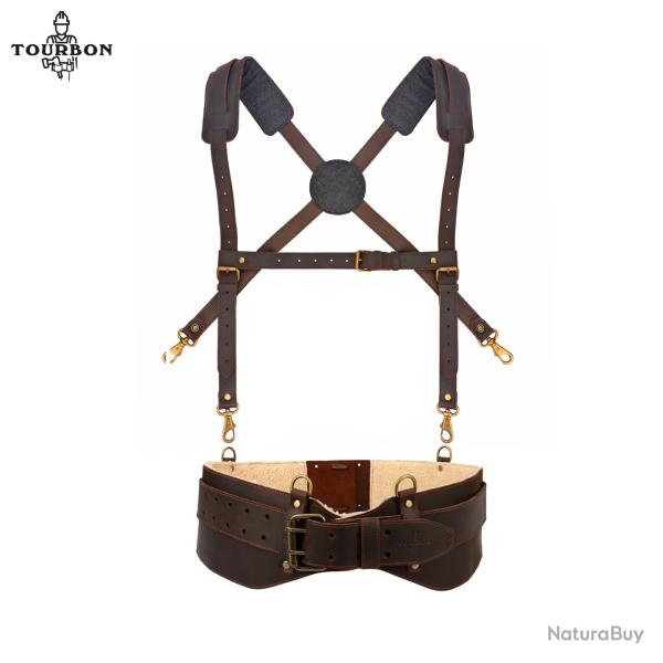 Tourbon-Ceinture en cuir entirement rglable bretelles d'atelier