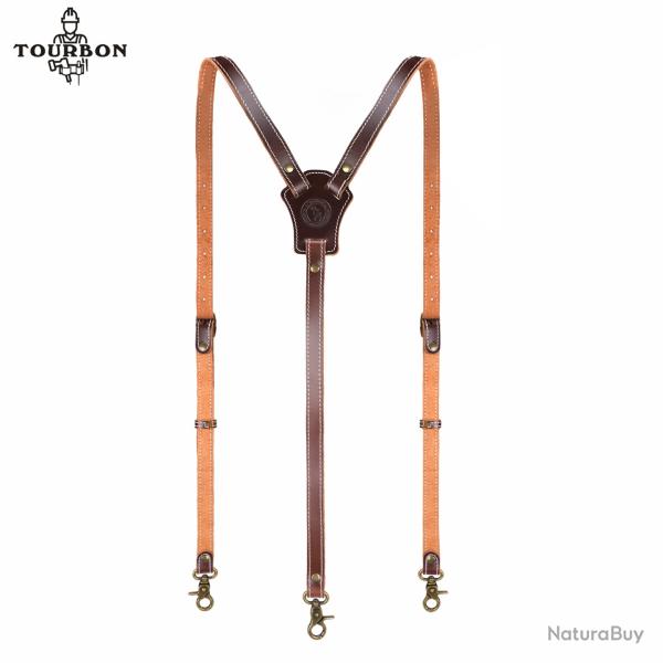 Tourbon-Tourbon-Ceinture  outils en cuir marron pour jeans 3 clips