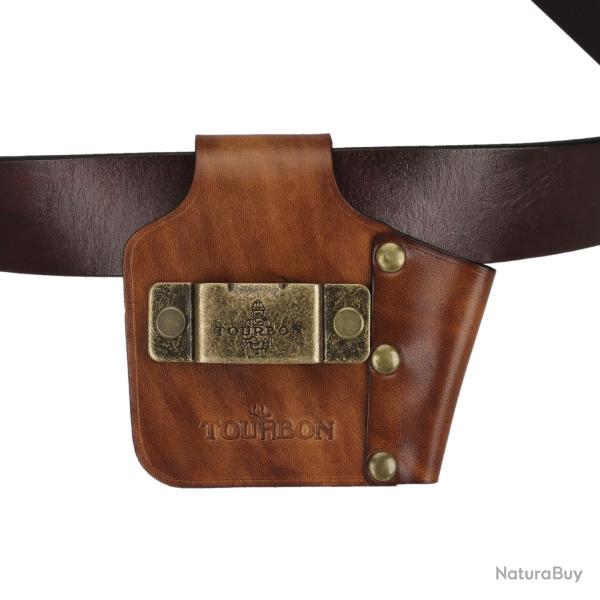 Tourbon-Support de ruban  mesurer en cuir vritable -**MARRON