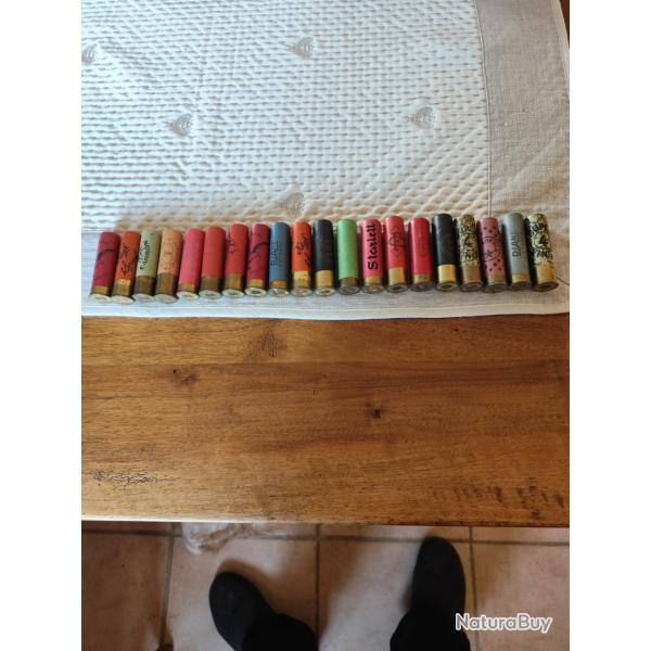 Lot de 20 cartouches anciennes calibre 20