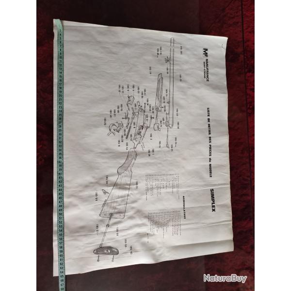 Notice affiche clate des pices dtaches Manufrance fusil simplex