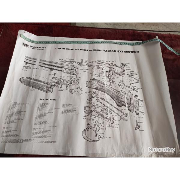 Notice affiche clate des pices dtaches Manufrance fusil factory extracteur