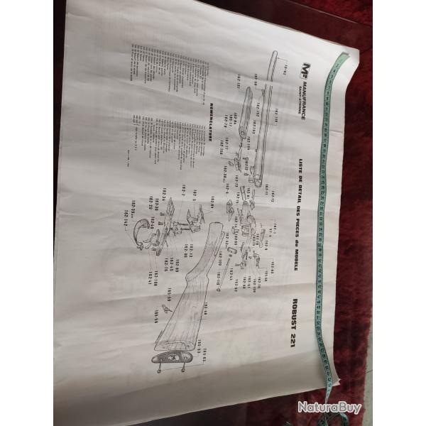 Notice affiche clate des pices dtaches Manufrance fusil robust 221