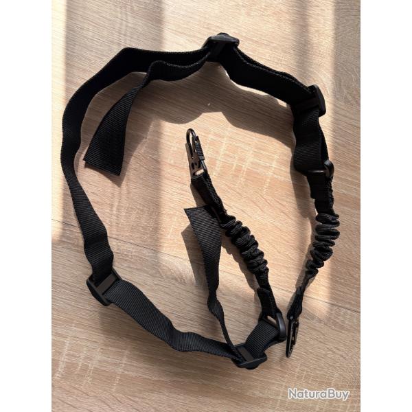 Bretelle tactique noire �lastique type bungee - 1 ou 2 points - neuf