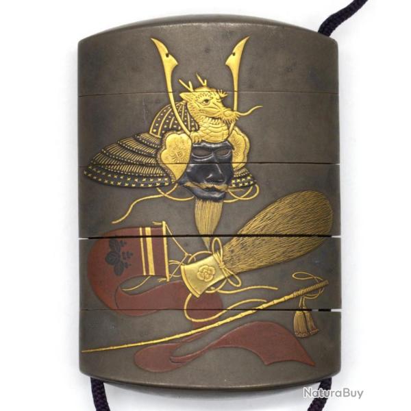 INRO � QUATRE CASES EN LAQUE SIGN� HAN'YUSAI (1804-1840) OJIME IVOIRE - JAPON EPOQUE EDO XIX� Collec