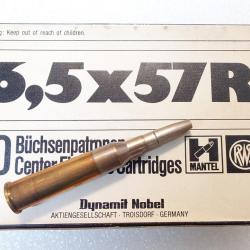 6,5X57R BOITE DE 20 CARTOUCHES RWS T MANTEL CALIBRE 6,5 X 57 R SOFT POINT 10G. 154 GRAINS Categorie 