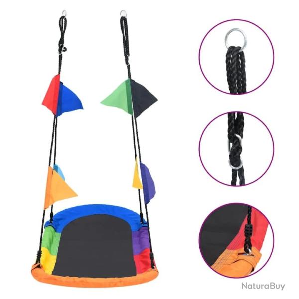 Balan�oire nid d'oiseau multicolore 165x70 cm avec fanions - Jeu d'ext�rieur pour enfants