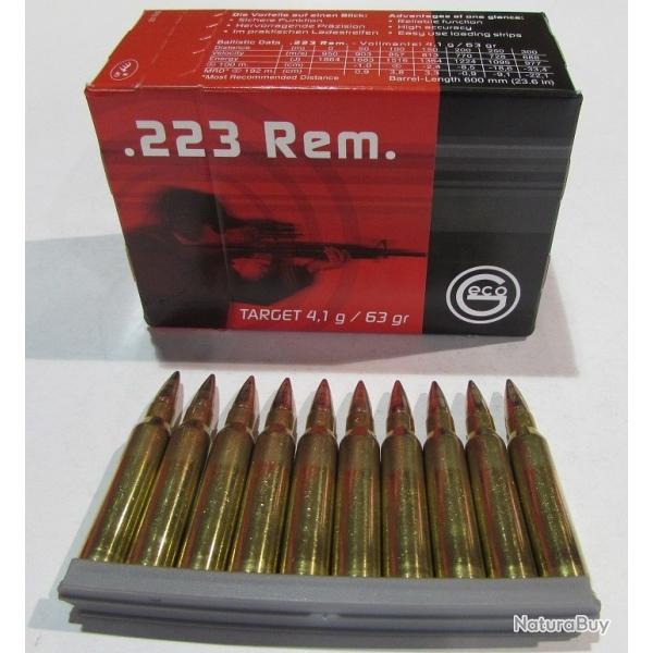 Boite de 50 cartouches Geco, cal 223 Remington, 63 grains FMJ