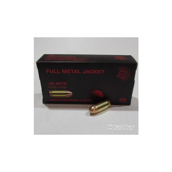 Boite 50 cartouches GECO 45 ACP 230 FMJRN