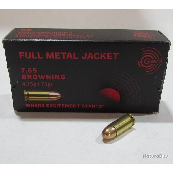 boite 50 cartouches GECO 32 ACP 73 grains FMJ 2317970