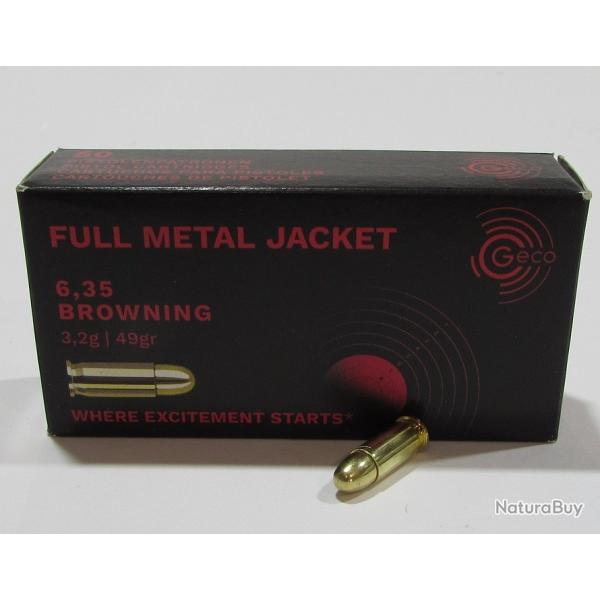 boite 50 cartouches GECO 25 ACP 49 grains FMJRN 2123207
