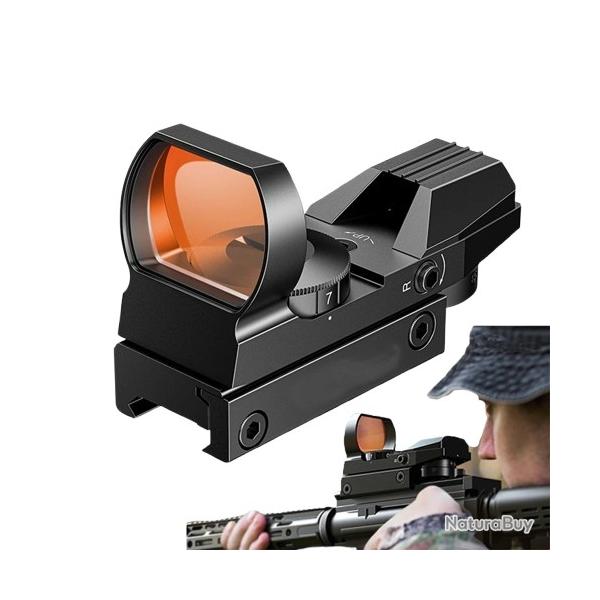 Viseur Point Rouge 4 R�ticules R�glables 7 Niveaux Luminosit� Montage Picatinny 20 mm Optique Antire