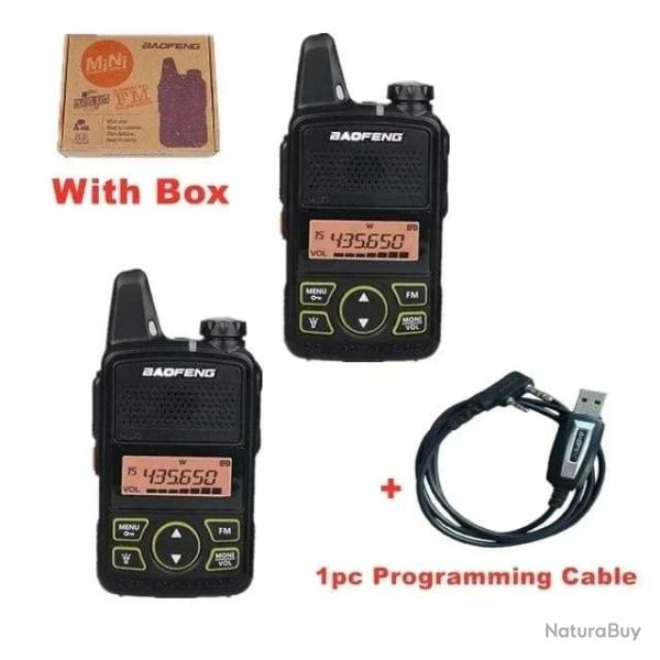 Talkie-walkie BF-T1 UHF BAOFENG bidirectionnelle - UK / 2PCS add 1 cable