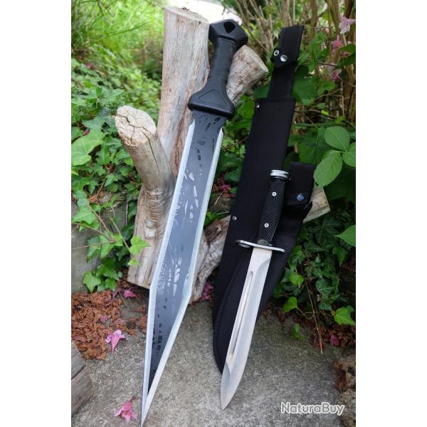 Set de D�fense Home Jacking : Ep�e Glaive Sword + Poignard Lame Acier 3Cr13 Manche Nylon Etui Nylon