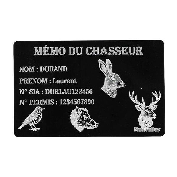 Promo ! M�mo Chasseur en aluminium grav� au laser (Recto)