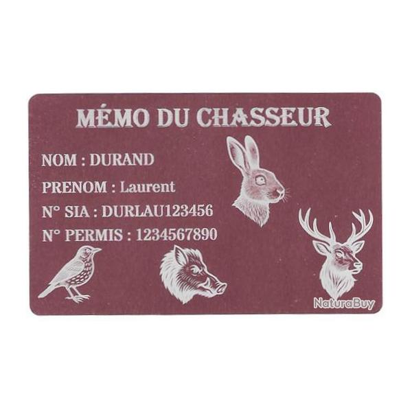Promo ! M�mo Chasseur rose en aluminium grav� au laser (Recto)