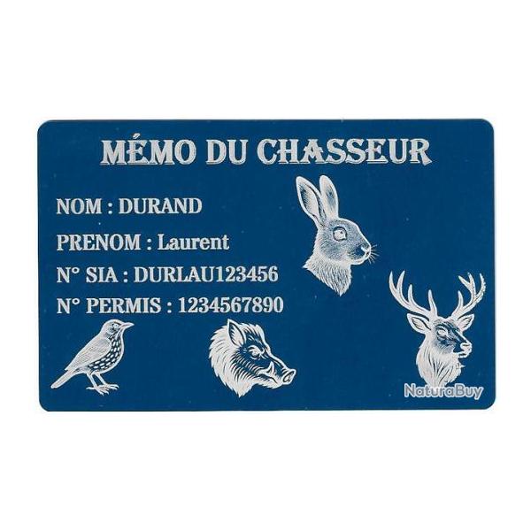 Promo ! M�mo Chasseur bleu en aluminium grav� au laser (Recto)
