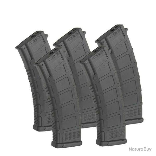 D-Day Boite de 5 Chargeurs Chargeur AK AEG 5.45 30/140BBs (Noir)