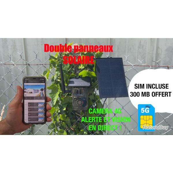 black FRIDAY ! CAMERA 4G Alerte et vido en TEMPS REEL, 2 PANNEAUX SOLAIRES, SIM 300MB Offerts
