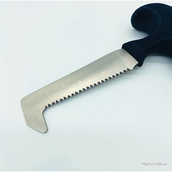 Scie � os de chasse avec 8,89 cm de lame en acier inoxydable tranchant, poign�e noire ergonomique
