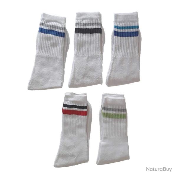 Lot de 5 paires chaussettes blanches : tailles 43/46 et 47/48