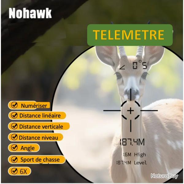 T�l�m�tre de distance laser de chasse monoculaire avec  mesures horizontales et verticales, vitesse