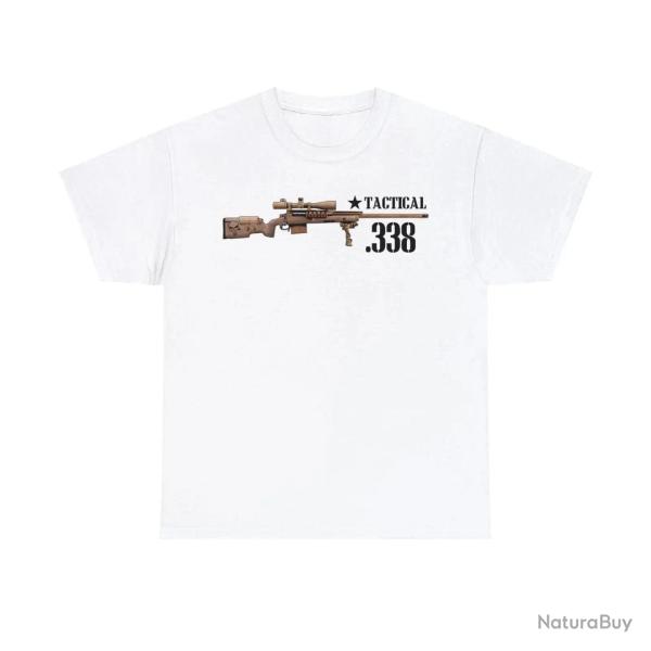 T shirt Tactical 338 Sniper Chris Kyle Blanc