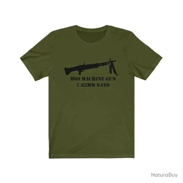 T shirt M60 mitrailleuse 7.62 OTAN Vert arme