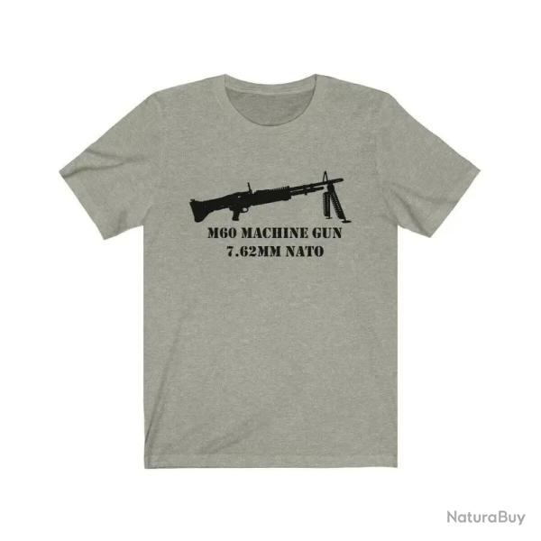 T shirt M60 mitrailleuse 7.62 OTAN Gris