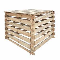 Composteur bois avec couvercle 80 x 80 cm, 510 L