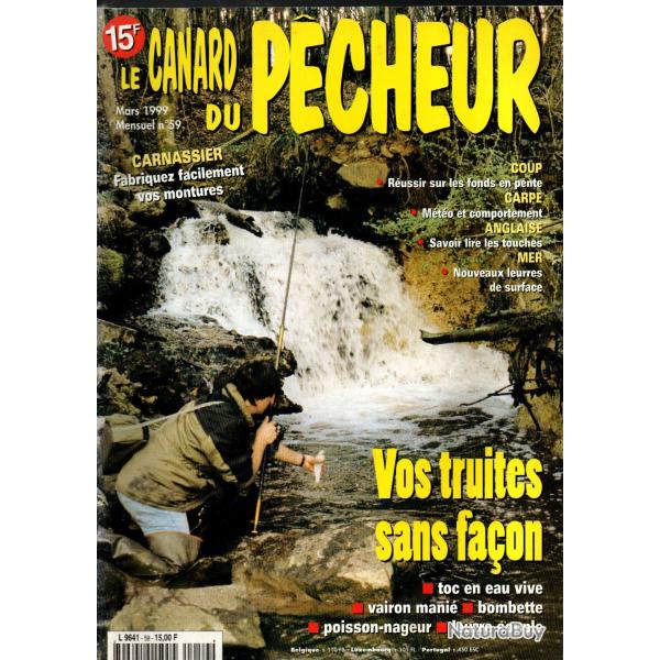 le canard du pecheur 59, truites, leurres, poissons nageurs, bombette, ragondin, lire les touches,