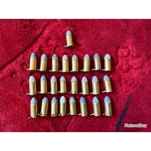 25 Cartouches calibre 7 mm � Broche, pour R�volver Lefaucheux