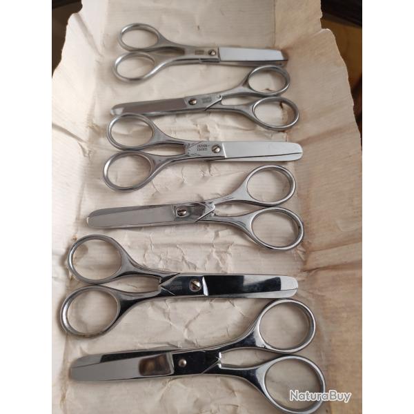 Lot de 6 anciens ciseaux Nogent Coupex  bout rond �colier 12 cm  ann�e 1979