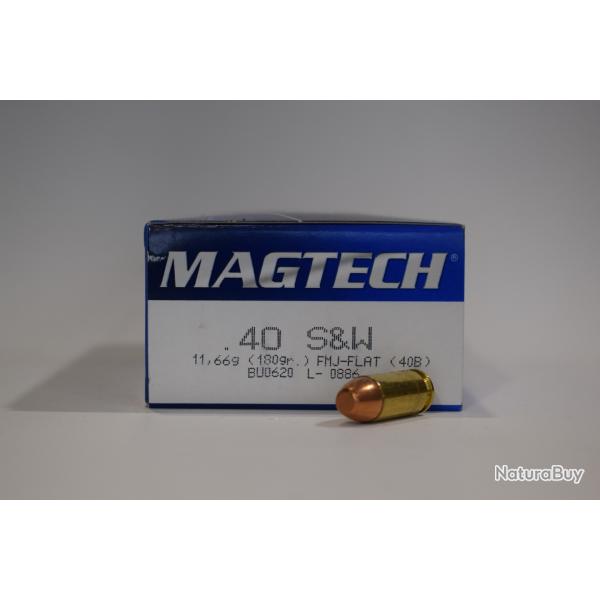 Boite 50 cartouches Magtech 40 Smith wesson  180GR FMJ FLAT 40B