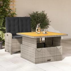 Ensemble &agrave; manger de jardin et coussins 2 pcs gris rotin