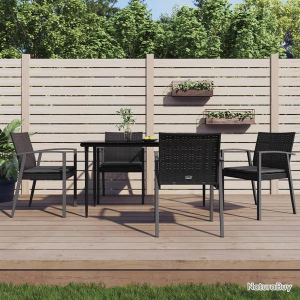 Chaises de jardin et coussins lot de 4 noir 56,5x57x83 cm rotin