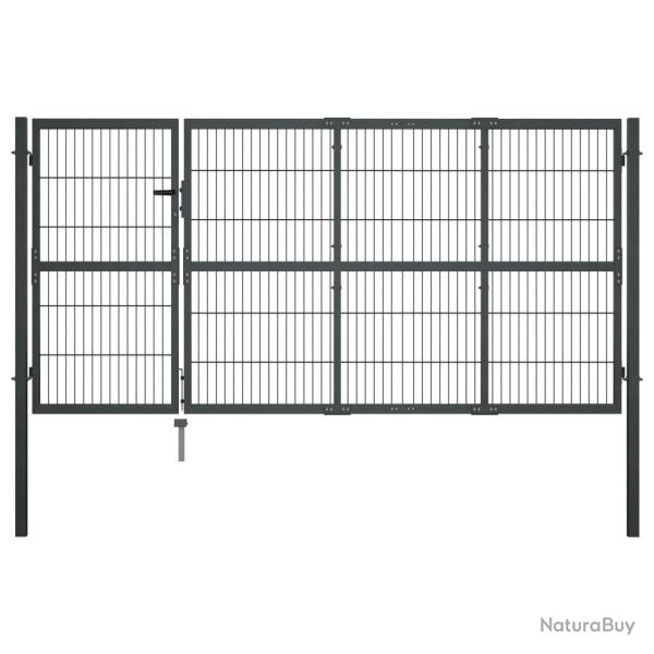 Portillon avec poteaux Acier 350 x 120 cm Anthracite